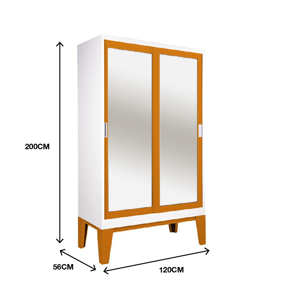ตู้เสื้อผ้าเหล็กบานเลื่อนกระจกเงา KIOSK WD-05 120 ซม. สีส้ม
