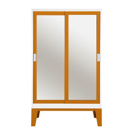 ตู้เสื้อผ้าเหล็กบานเลื่อนกระจกเงา KIOSK WD-05 120 ซม. สีส้ม