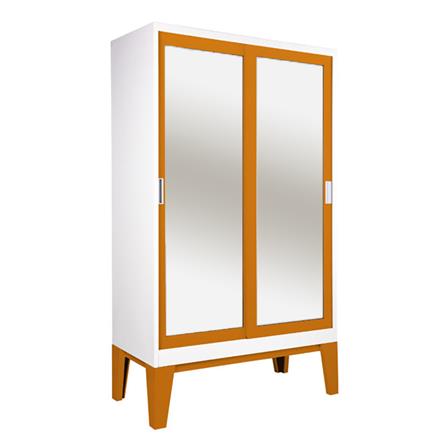 ตู้เสื้อผ้าเหล็กบานเลื่อนกระจกเงา KIOSK WD-05 120 ซม. สีส้ม_1