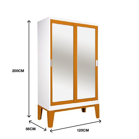 ตู้เสื้อผ้าเหล็กบานเลื่อนกระจกเงา KIOSK WD-05 120 ซม. สีส้ม_3