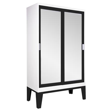 ตู้เสื้อผ้าเหล็กบานเลื่อนกระจกเงา KIOSK WD-05 120 ซม. สีดำ_1