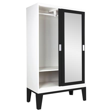 ตู้เสื้อผ้าเหล็กบานเลื่อนกระจกเงา KIOSK WD-05 120 ซม. สีดำ_2