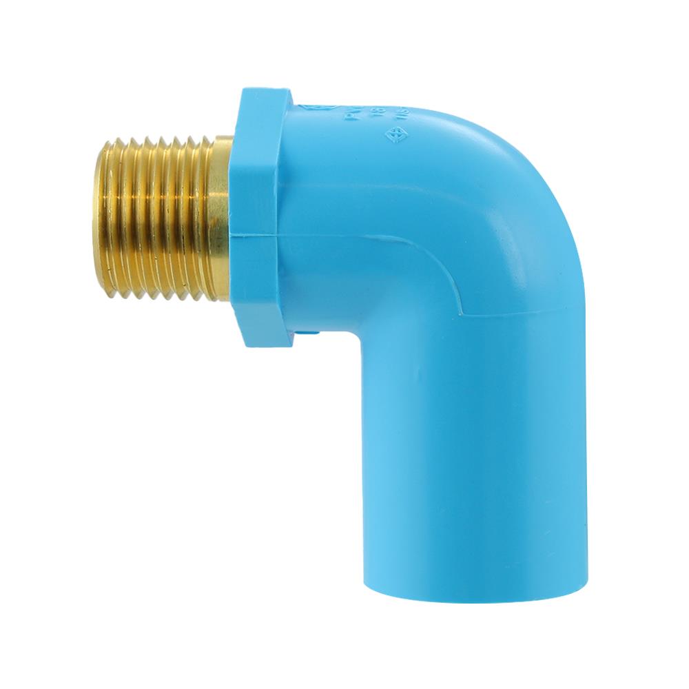 ข้องอ 90 PVC/BRASS เกลียวนอก SCG 1/2 นิ้ว สีฟ้า