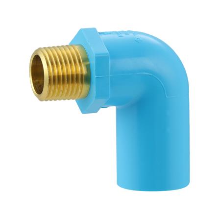 ข้องอ 90 PVC/BRASS เกลียวนอก SCG 1/2 นิ้ว สีฟ้า