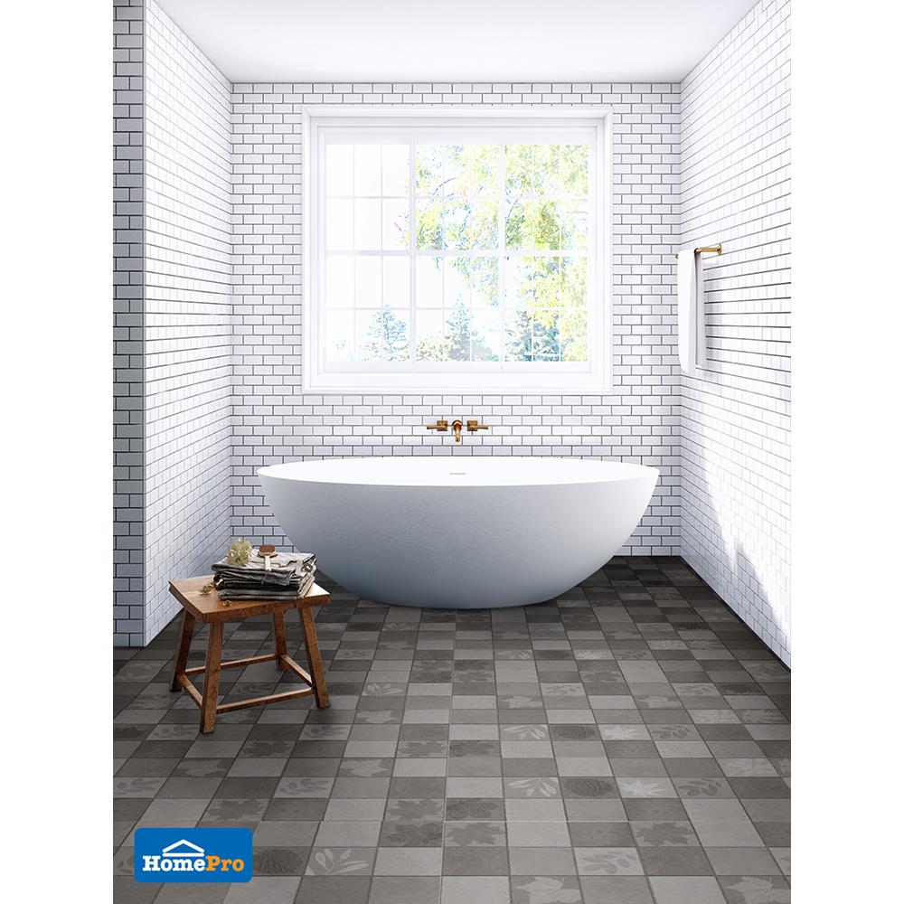 กระเบื้องพื้นพอร์ซเลน  16x16 นิ้ว COTTO เดอะ ลีฟ เทา PM