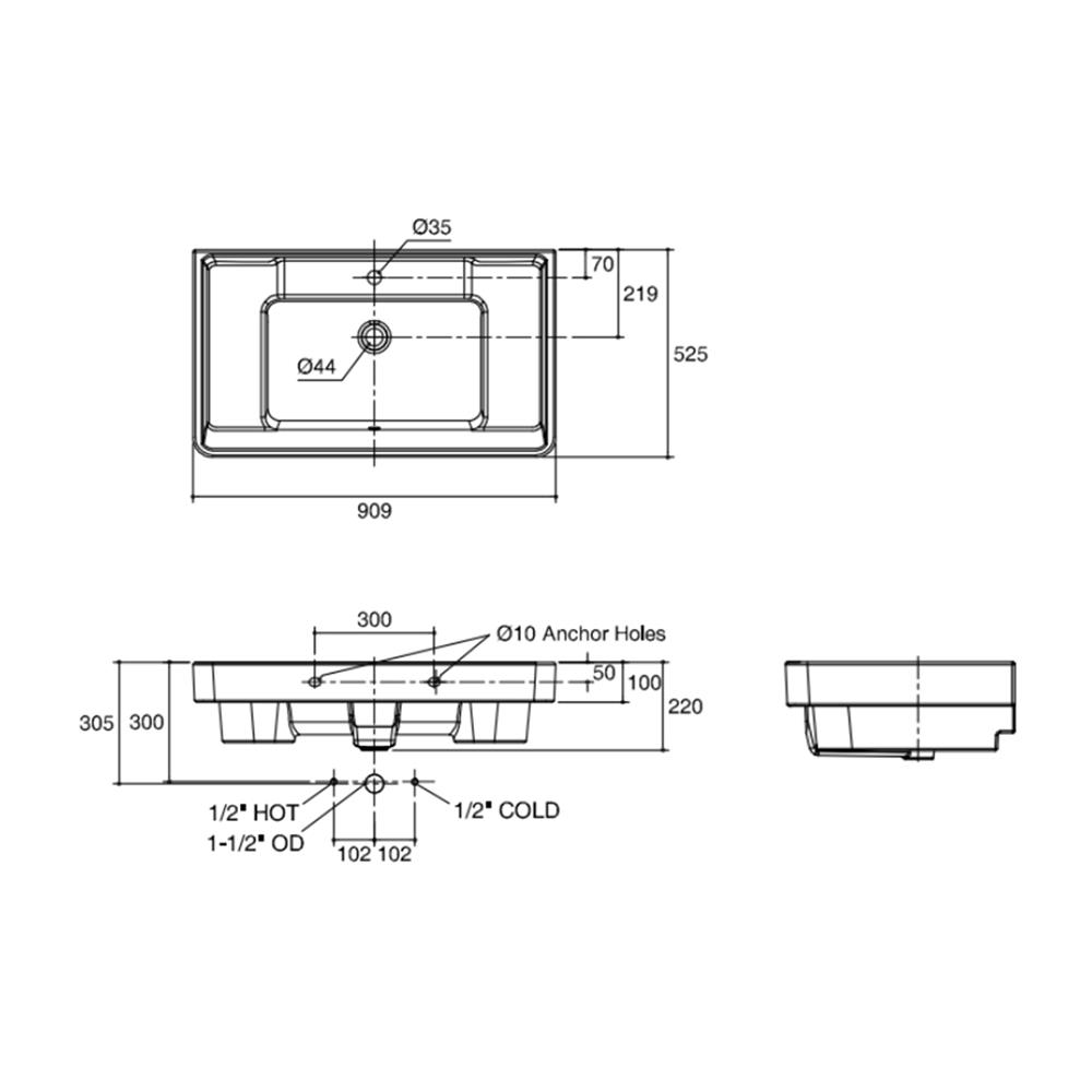 อ่างล้างหน้าวางบนเคาน์เตอร์ KOHLER K-2746X-1-0 สีขาว