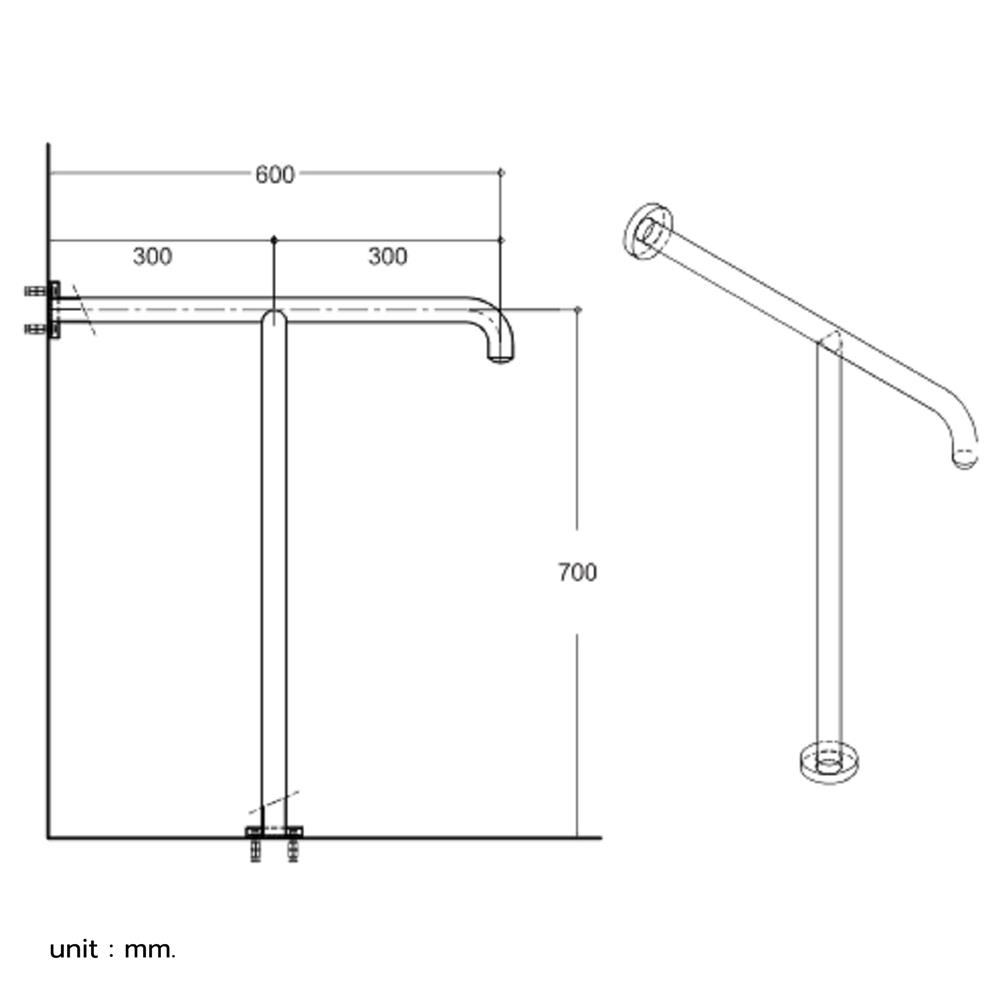 ราวมือจับ แบบตัว T AMERICAN STANDARD HR-320170-01