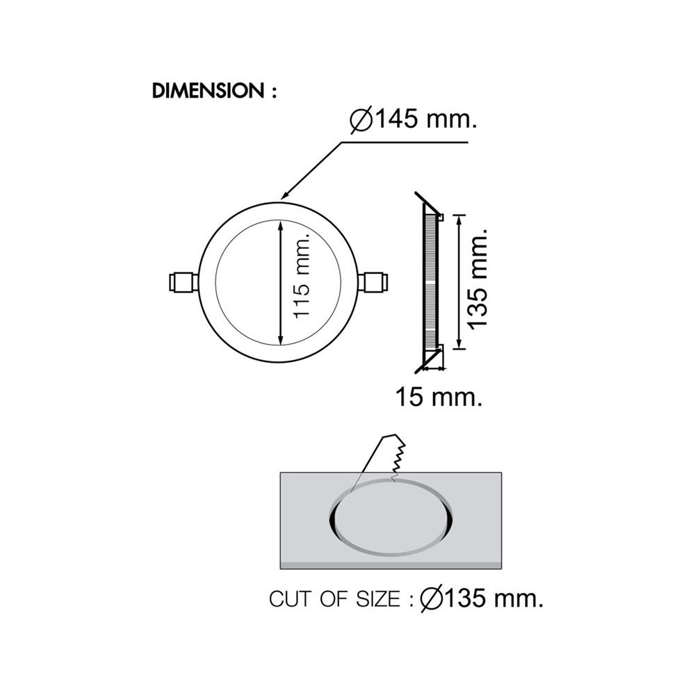 ดาวน์ไลท์ LED RACER NANO-D 5.7 นิ้ว 9 วัตต์ WARM WHITE สีขาว