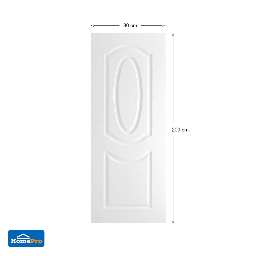 ประตูภายนอก UPVC AZLE ET02 80X200 ซม. สีขาว ไม่เจาะลูกบิด