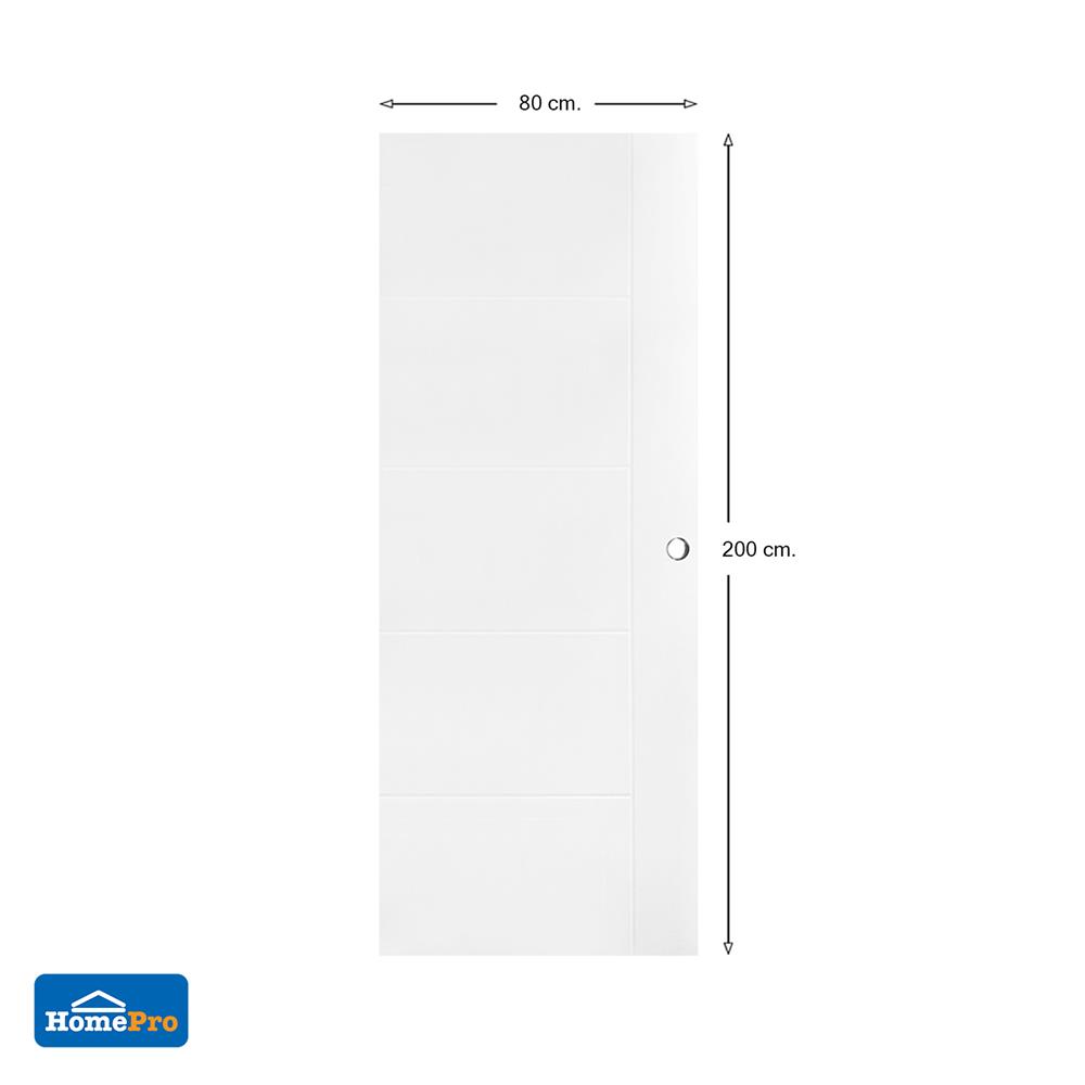 ประตูภายนอก UPVC เจาะลูกบิด AZLE LT-06W 80x200 ซม. สีขาว