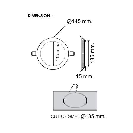 ดาวน์ไลท์ LED RACER 5.7 นิ้ว 9 วัตต์ DAYLIGHT สีขาว_5