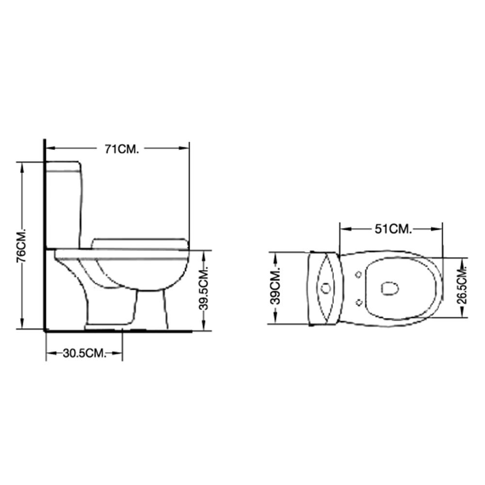 สุขภัณฑ์ 2 ชิ้น MOYA 2801 4.5 ลิตร สีขาว