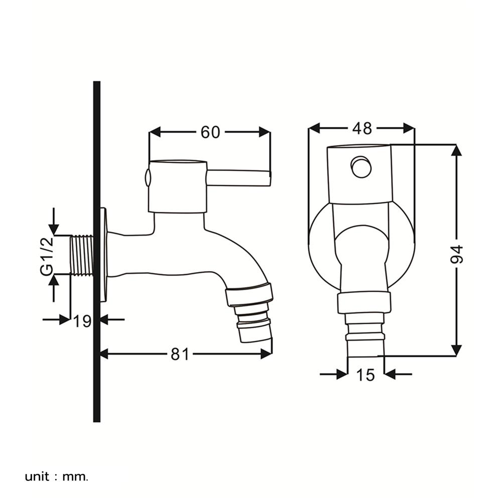 ก๊อกล้างพื้น 1 ทาง RASLAND RS KX569