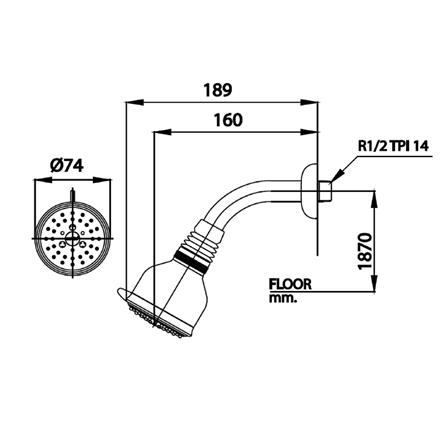 ฝักบัวก้านแข็ง COTTO Z22(HM)_2