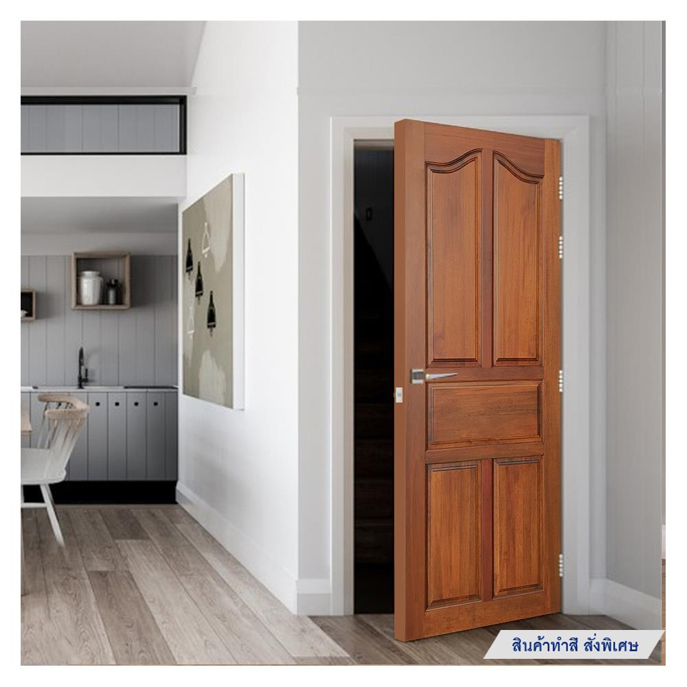 ประตูไม้สยาแดง N999 5 ฟักปีกนก 80X200 ซม. สีธรรมชาติ