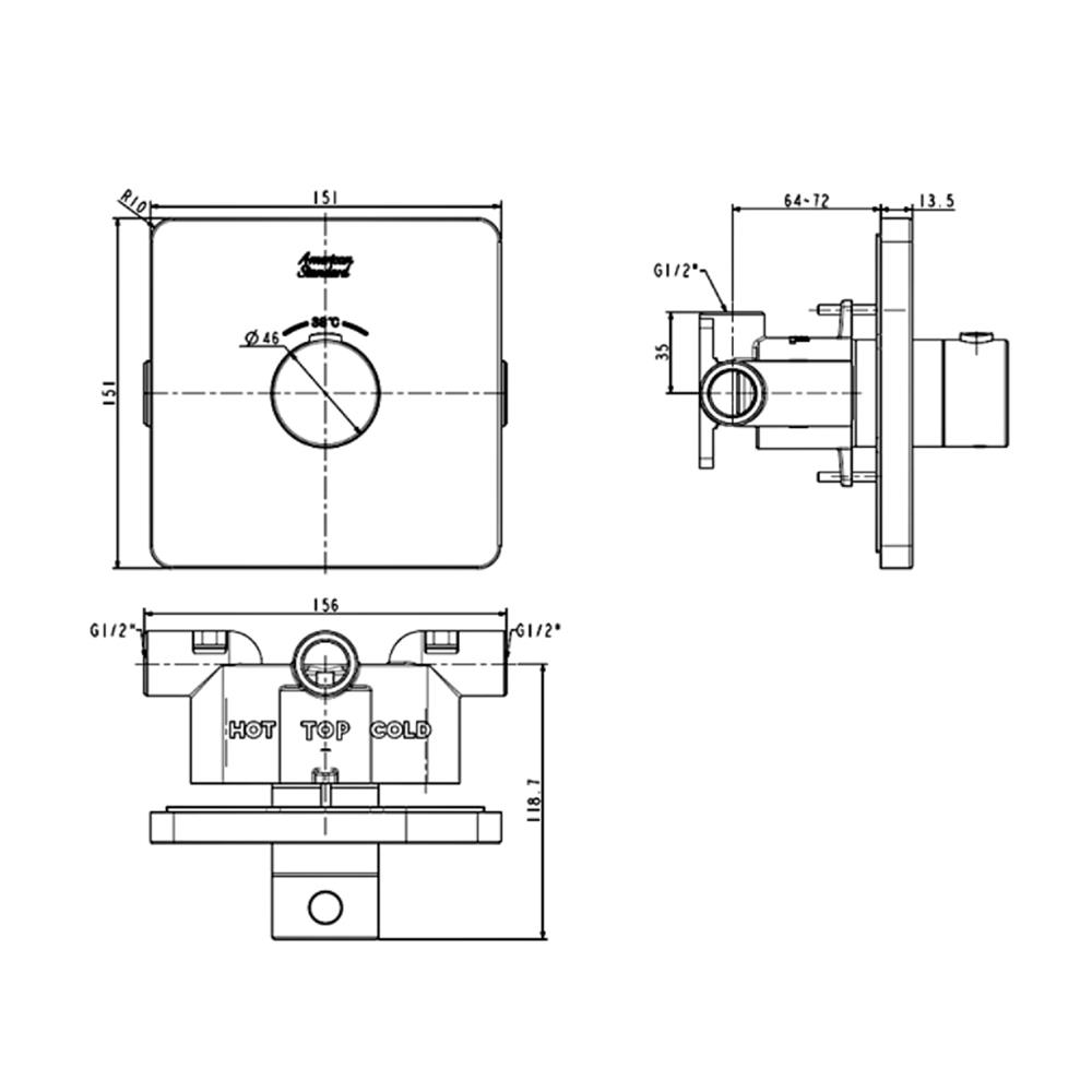 วาล์วฝังกำแพงผสม AMERICAN STANDARD FFAS0930-000500BC0