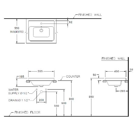 อ่างล้างหน้าวางบนเคาน์เตอร์ C001057 สีขาว_1