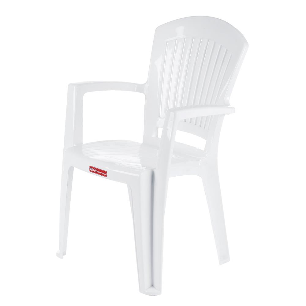 เก้าอี้พลาสติก SUPERWARE VEGA ARMCHAI สีขาว