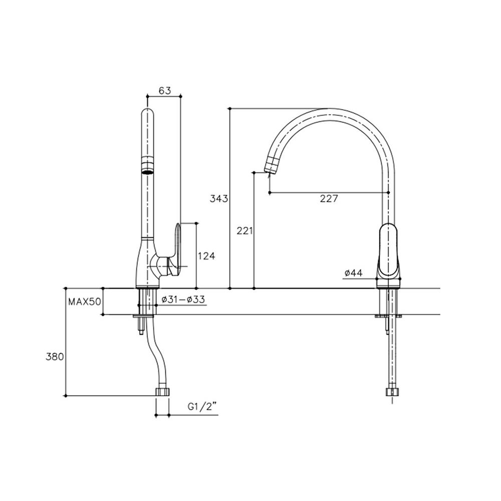 ก๊อกซิงค์เดี่ยวเคาน์เตอร์ KOHLER K-99480T-4CD-CP สีโครม