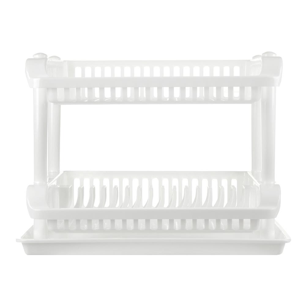 ชั้นคว่ำจานพลาสติก 2 ชั้น INSPACE สีขาว