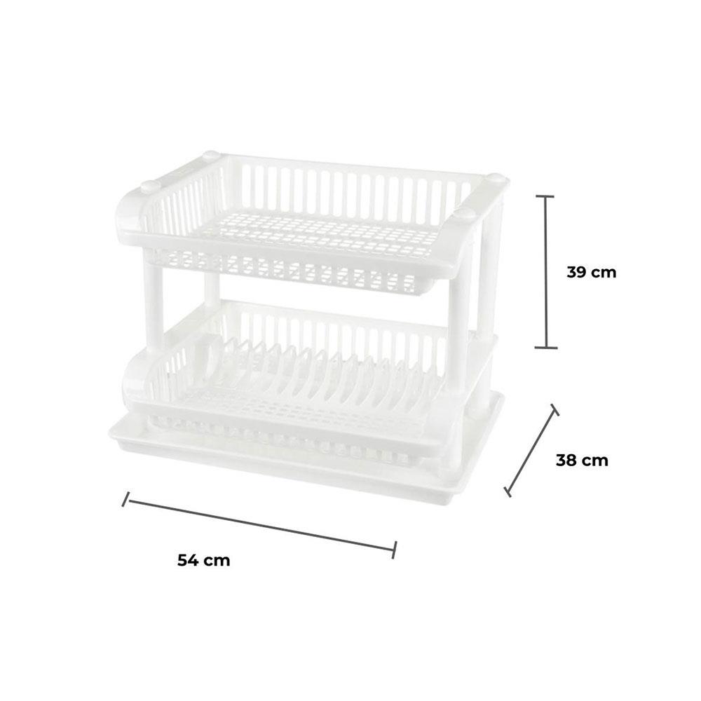ชั้นคว่ำจานพลาสติก 2 ชั้น INSPACE สีขาว
