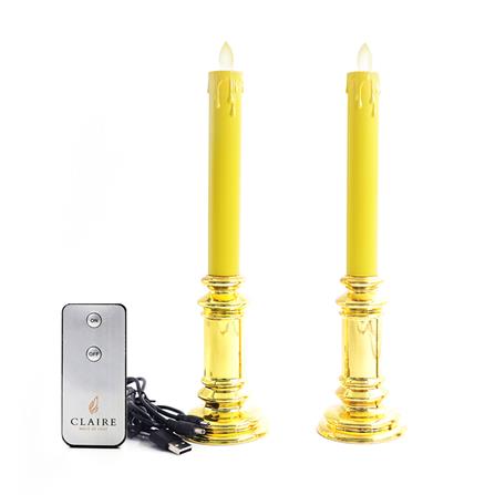 เชิงเทียน LED CLAIRE DUO POWER 30 ซม. สีเหลืองทอง