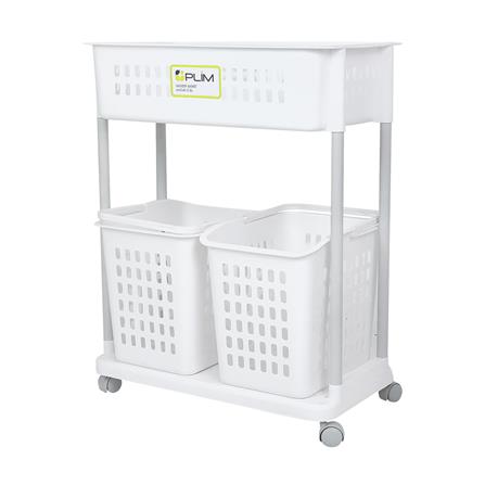 ตะกร้าผ้าเหลี่ยมมีล้อ2ชั้น 1309 ขาว PLIM