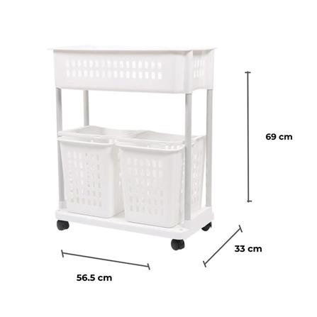 ตะกร้าผ้าเหลี่ยมมีล้อ2ชั้น 1309 ขาว PLIM_4