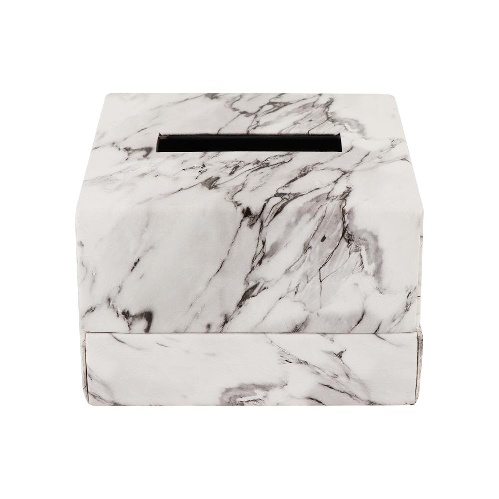 กล่องทิชชู POP UP PVC KAN LEATHER MARBLE สีขาว