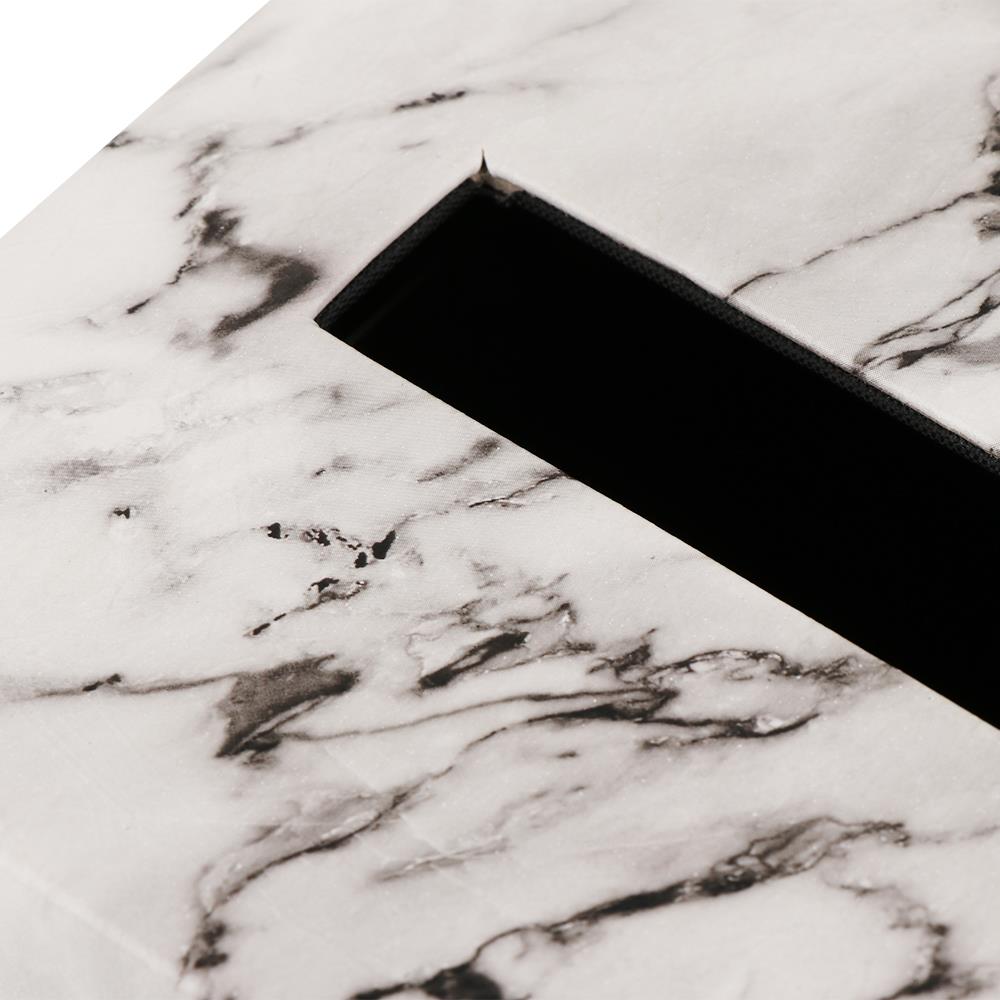 กล่องทิชชู POP UP PVC KAN LEATHER MARBLE สีขาว