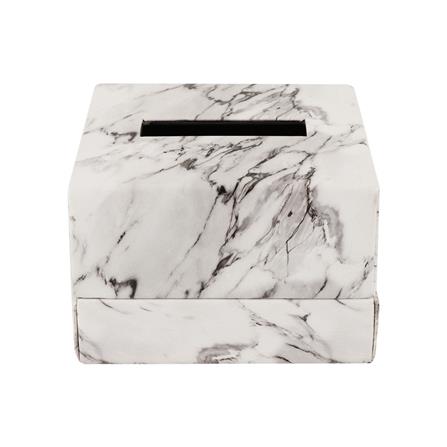 กล่องทิชชู POP UP PVC KAN LEATHER MARBLE สีขาว_1