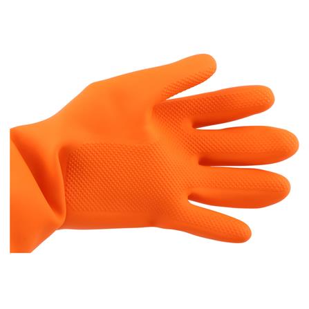 ถุงมือยางอุตสาหกรรม STRONGMAN 16 นิ้ว L สีส้ม_1