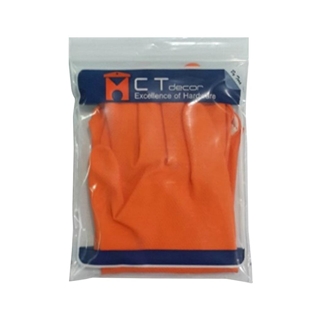 ถุงมือยางทั่วไป BY TORA 13 นิ้ว ไซซ์ L สีส้ม