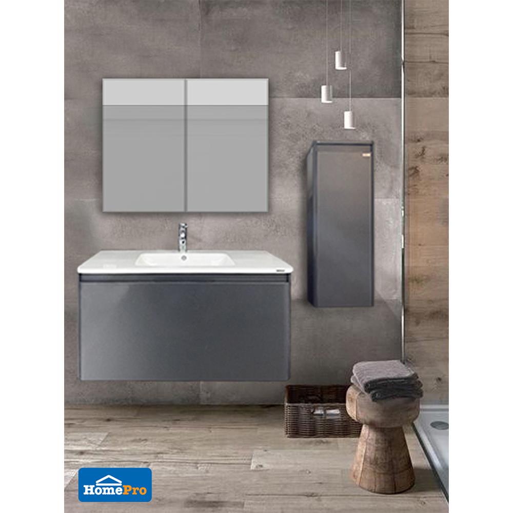 ตู้กระจกเคาน์เตอร์ MOYA PU1002MIR สีเทาด้าน