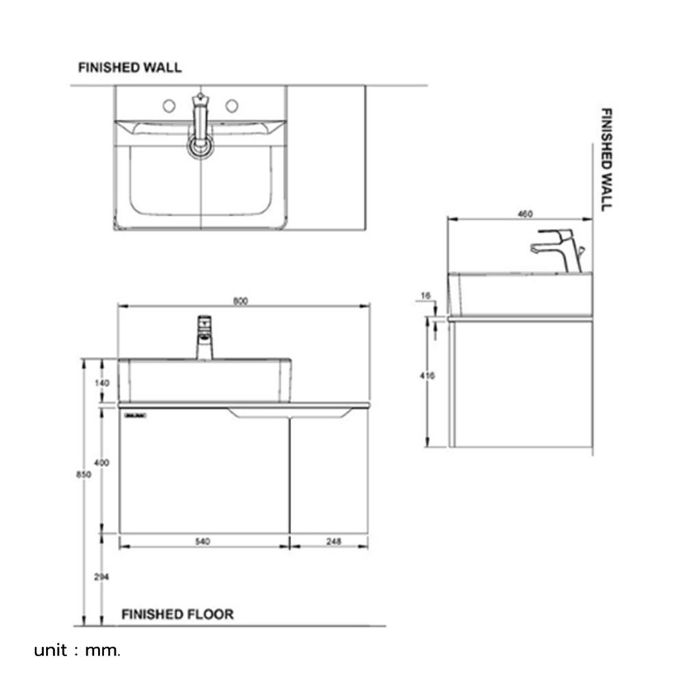 เคาน์เตอร์ติดผนัง AMERICAN STANDARD CLBF800-CAAF คาปูชิโน