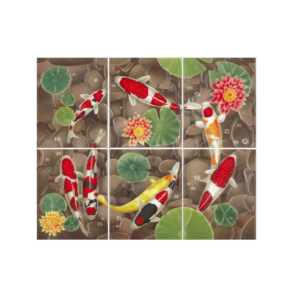 กระเบื้องผนังภาพชุด 8x10 นิ้ว ปลาแฟนซีคาร์ฟ น้ำตาล