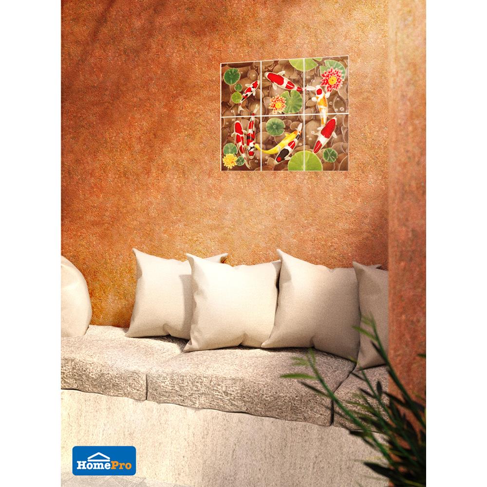 กระเบื้องผนังภาพชุด 8x10 นิ้ว ปลาแฟนซีคาร์ฟ น้ำตาล