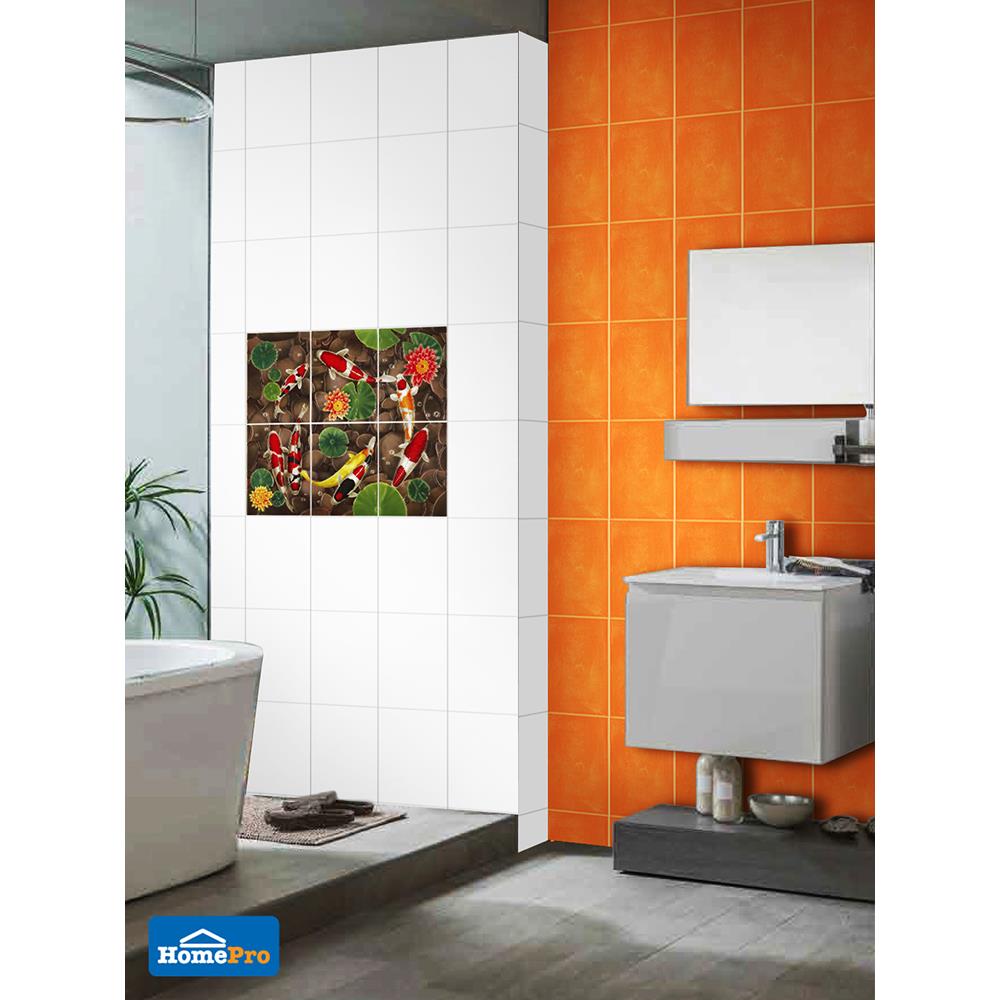 กระเบื้องผนังภาพชุด 8x10 นิ้ว ปลาแฟนซีคาร์ฟ น้ำตาล