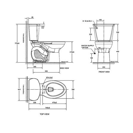 สุขภัณฑ์ 2 ชิ้น AMERICAN STANDARD TF-2588SC-WT-0 4.8 ลิตร สีขาว_1