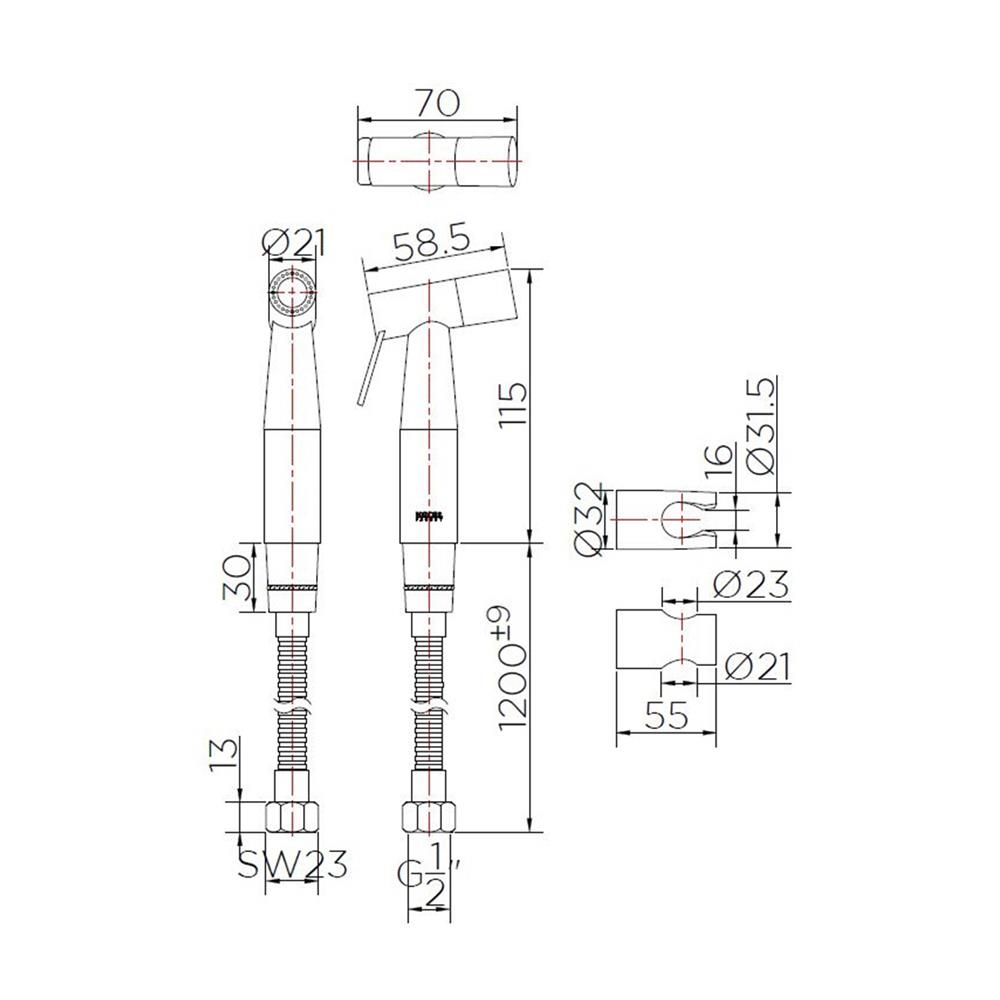 สายฉีดชำระครบชุด KARAT FAUCET KA-04-361-63 สเตนเลส