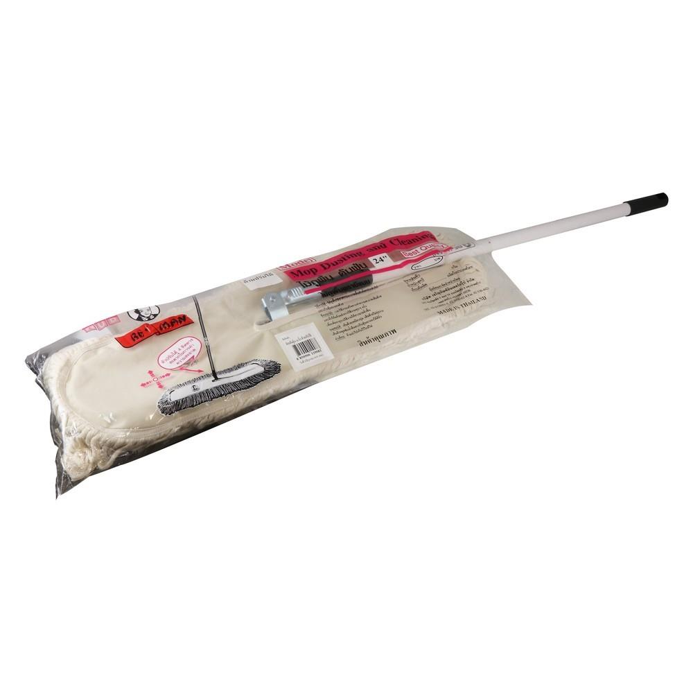 ไม้ม็อบดันฝุ่นผ้าฝ้าย ด้ามปรับได้ BE MAN 24 นิ้ว สีขาว