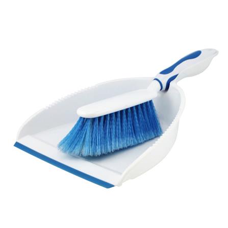 ชุดไม้กวาดพร้อมที่โกยผงขอบยางด้ามสั้น SWASH 8 นิ้ว สีฟ้า