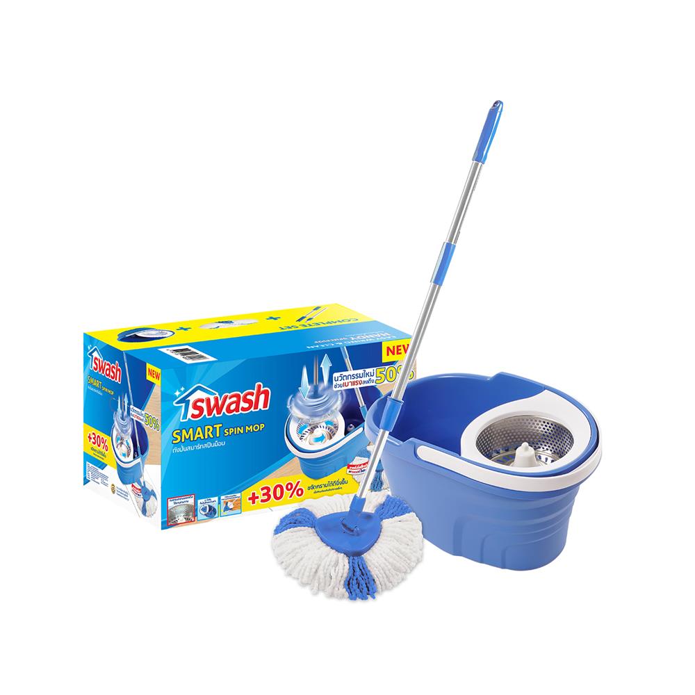ชุดอุปกรณ์ถังปั่นพร้อมไม้ม็อบ SWASH SMART สีฟ้า