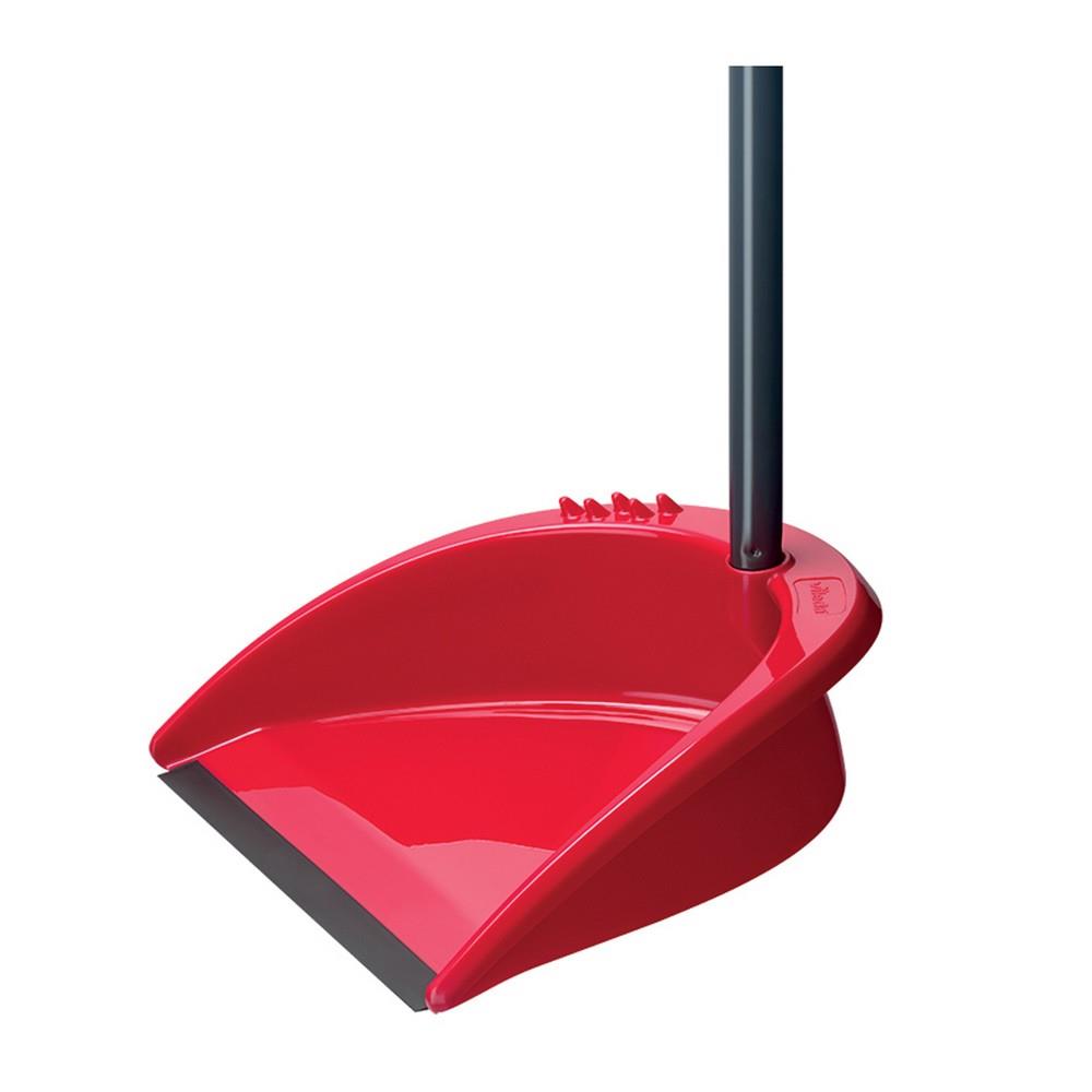 ที่โกยผงพลาสติก ด้ามยาว VILEDA 10 นิ้ว สีแดง