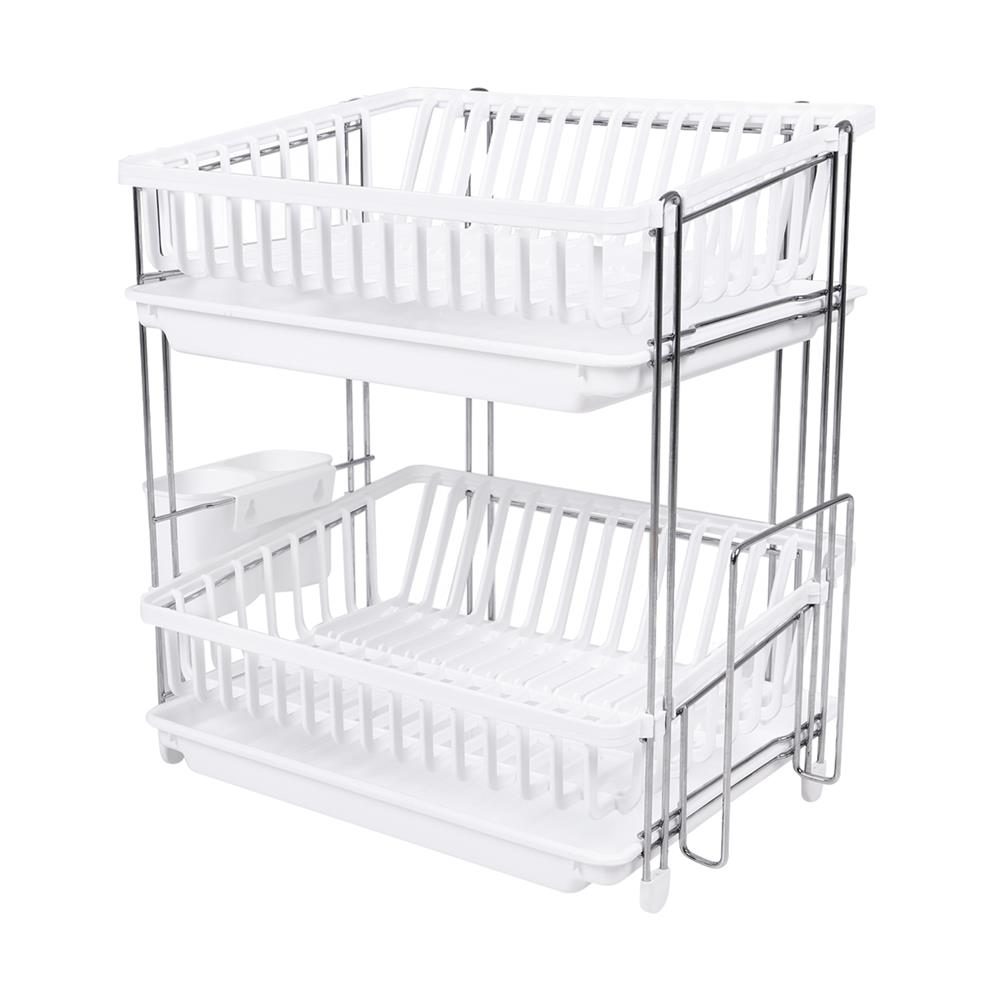 ชั้นคว่ำจานพลาสติก2ชั้นขาเหล็กR-4046-2