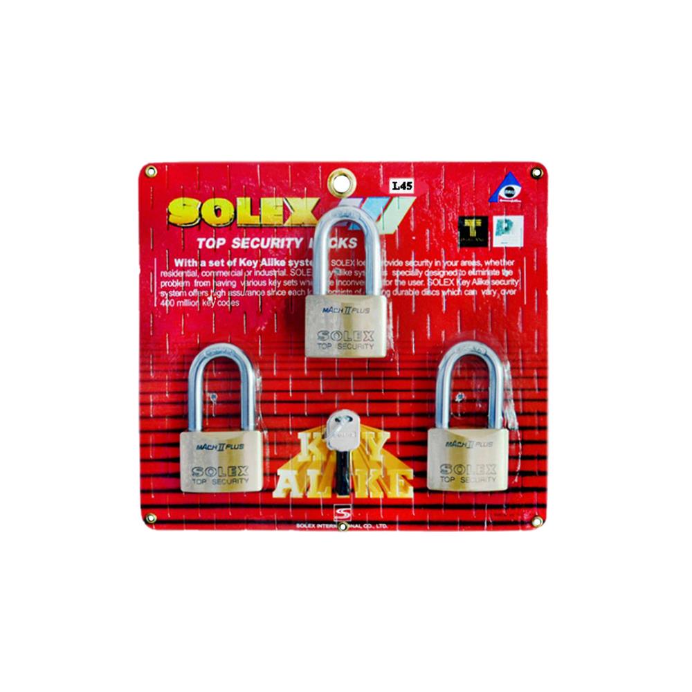 กุญแจคีย์อะไลก์ SOLEX MACH II PLUS L 45 มม. สีทองเหลือง 3 ตัว/ชุด