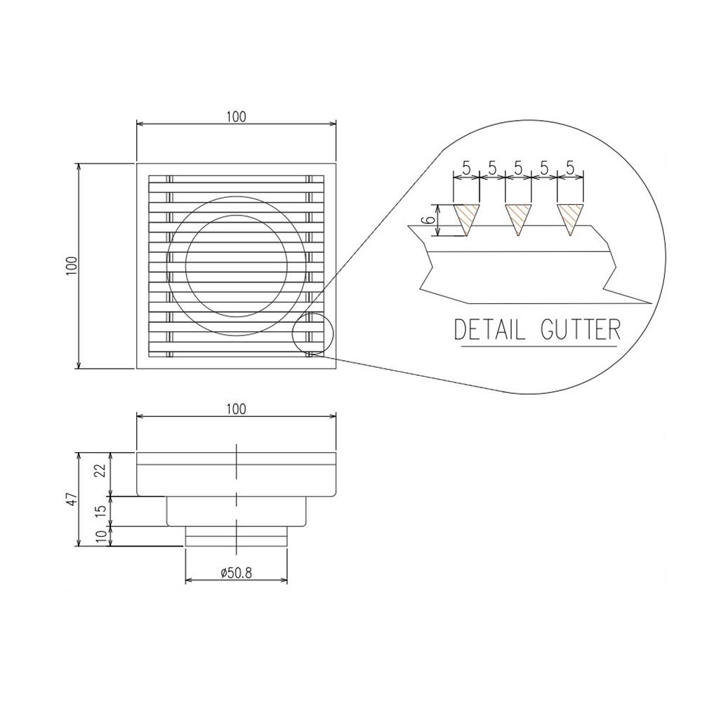 ตะแกรงกันกลิ่นเหลี่ยม KAWA EASY DRAIN-100 2 นิ้ว-3 นิ้ว
