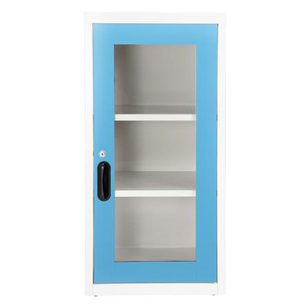 ตู้เหล็กบานเปิดกระจก KIOSK UDB-2 สีขาว/ฟ้า_0