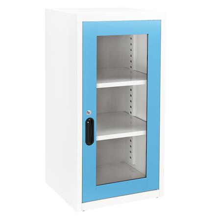 ตู้เหล็กบานเปิดกระจก KIOSK UDB-2 สีขาว/ฟ้า_1