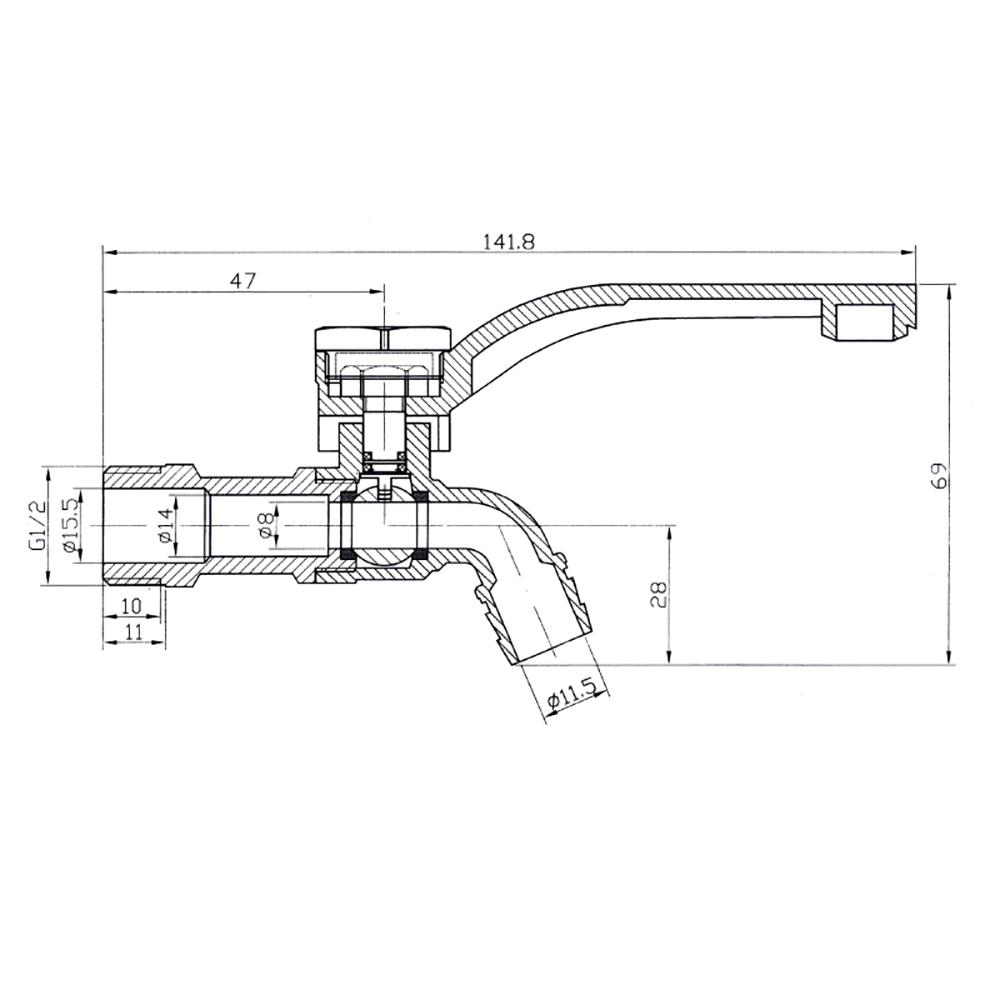 ก๊อกบอล PP 1/2 นิ้ว สีดำ